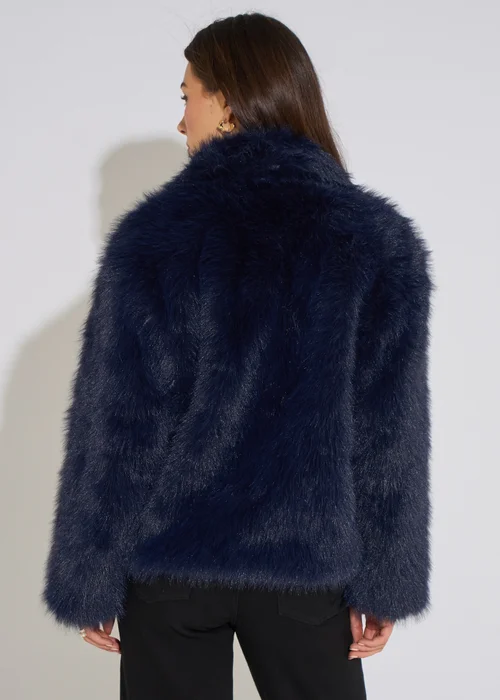 Gini London Dark Blue Faux Fur Jacket - S/M Image 2
