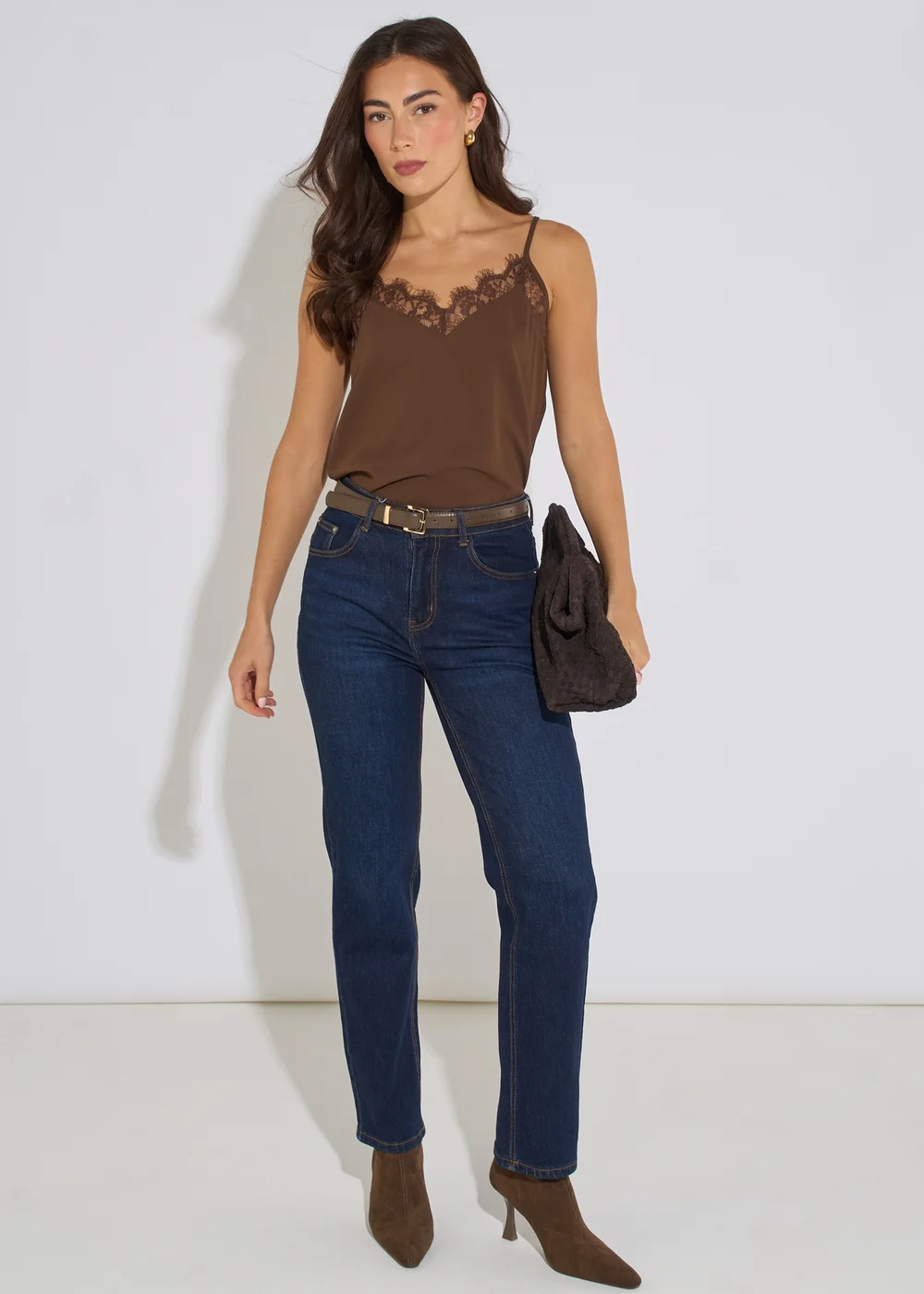 Gini London Brown Lace Trim Strappy Cami - 10 Image 4