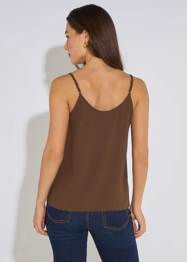 Gini London Brown Lace Trim Strappy Cami