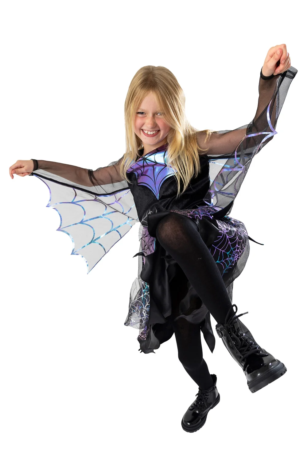 Vanilla Underground Girls Black Spider 2 Piece Costume (4-12 Years) - 4-6 Yrs Image 1