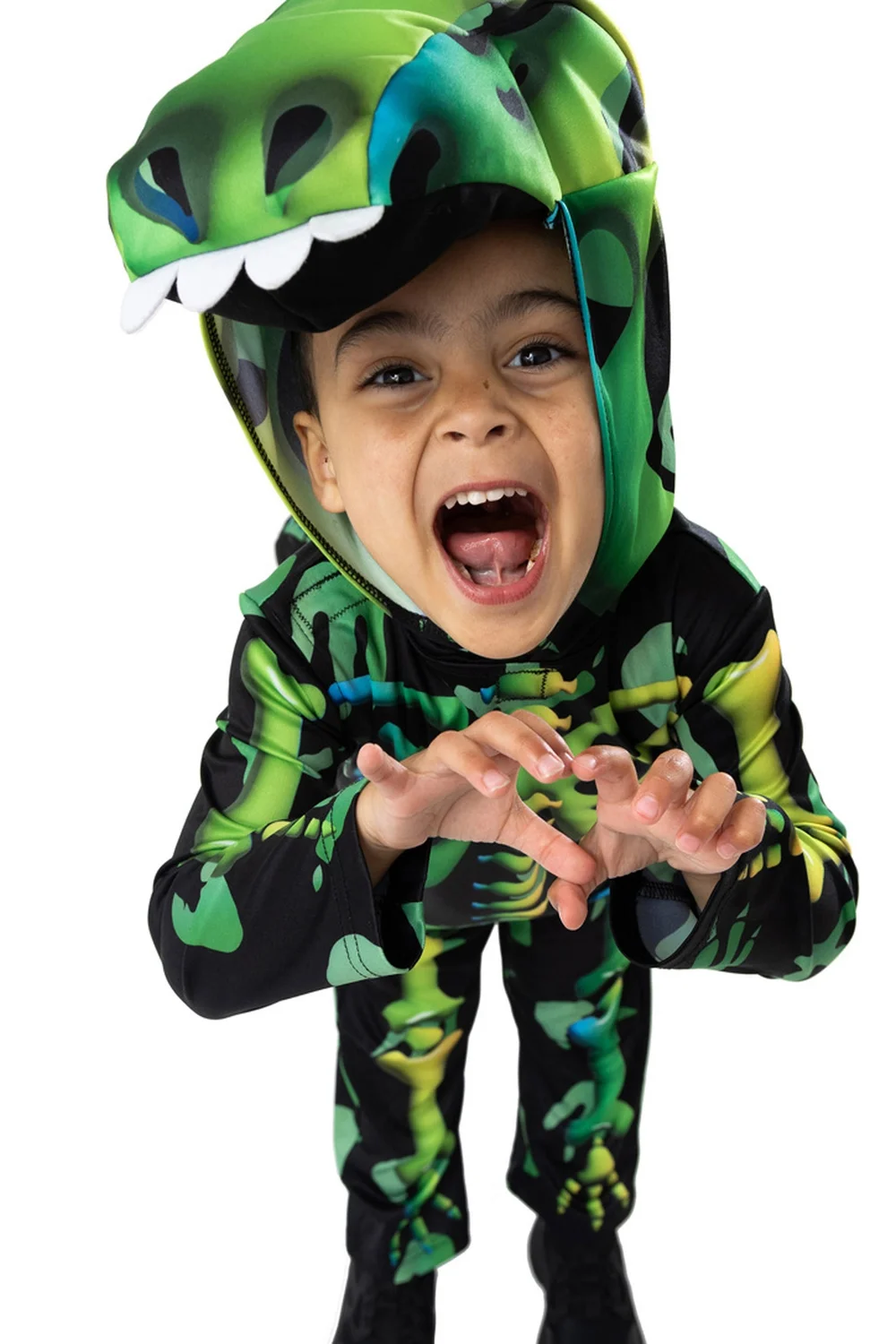 Vanilla Underground Boys Green Skeleton Dinosaur 3 Piece Costume (2-6 Years) - 4-6 Yrs Image 2