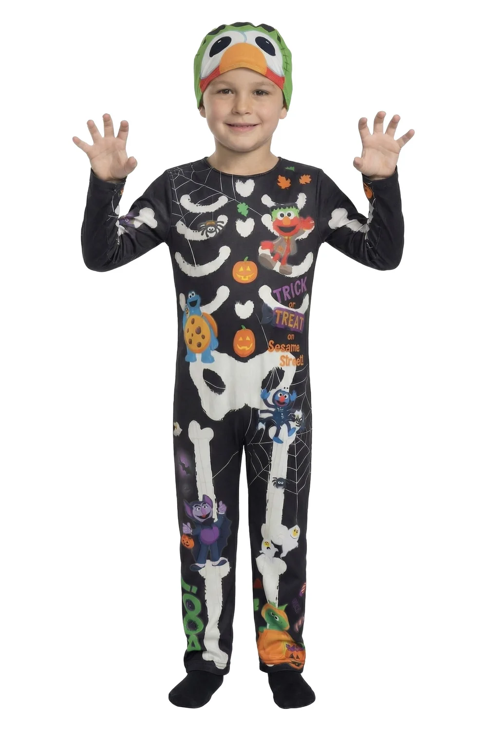 Vanilla Underground Sesame Street Unisex Kids Black Skeleton 2 Piece Costume (2-6 Years) - 2-3 Yrs Image 1