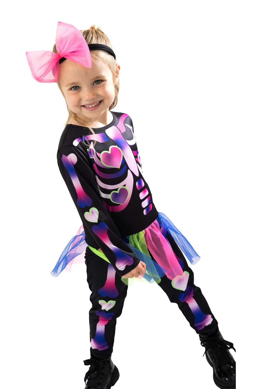 Vanilla Underground Girls Pink Skeleton 3 Piece Costume (2-8 Years) - 2-3 Yrs Image 1