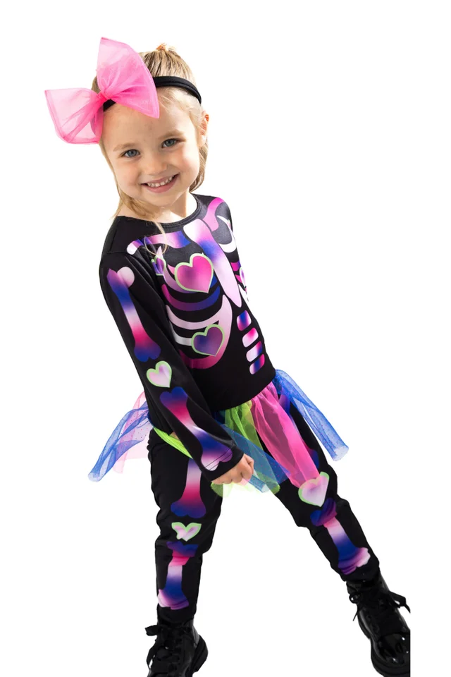 Vanilla Underground Girls Pink Skeleton 3 Piece Costume (2-8 Years)