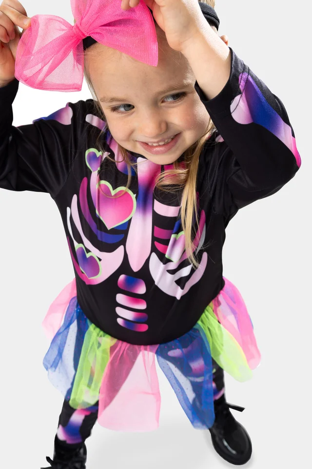 Vanilla Underground Girls Pink Skeleton 3 Piece Costume (2-8 Years)