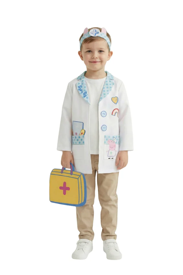 Vanilla Underground Peppa Pig Unisex Kids White Doctor 3 Piece Costume (2-6 Years)