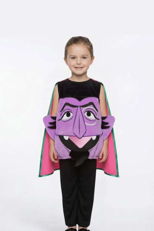 Vanilla Underground Sesame Street Unisex Kids Purple The Count 2 Piece Costume (3-6 Years)