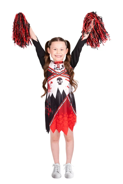 Vanilla Underground Girls Red Zombie Cheerleader 3 Piece Costume (4-12 Years) - 4-6 Yrs Image 2