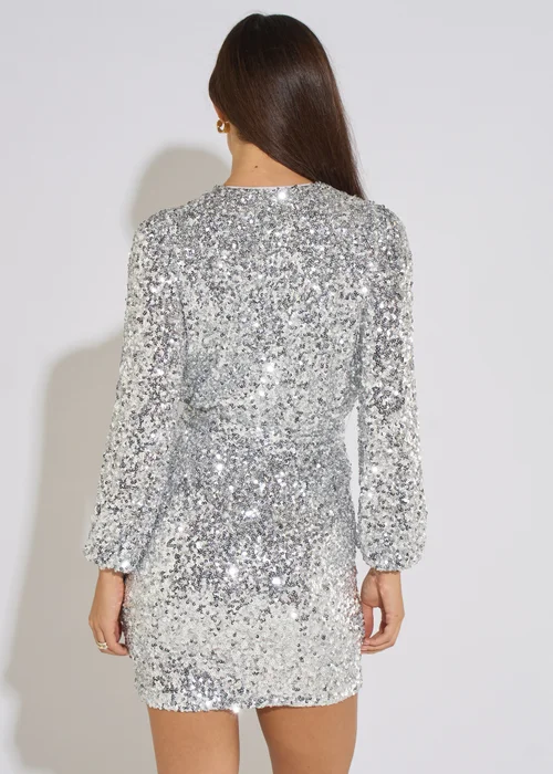 Gini London Silver Sequin Bodycon Mini Dress - 10 Image 2