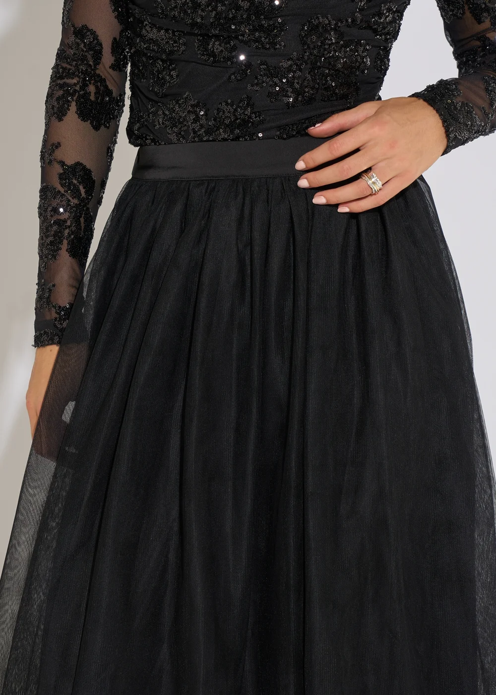 Gini London Black Tulle Skater Midi Skirt - 16 Image 3