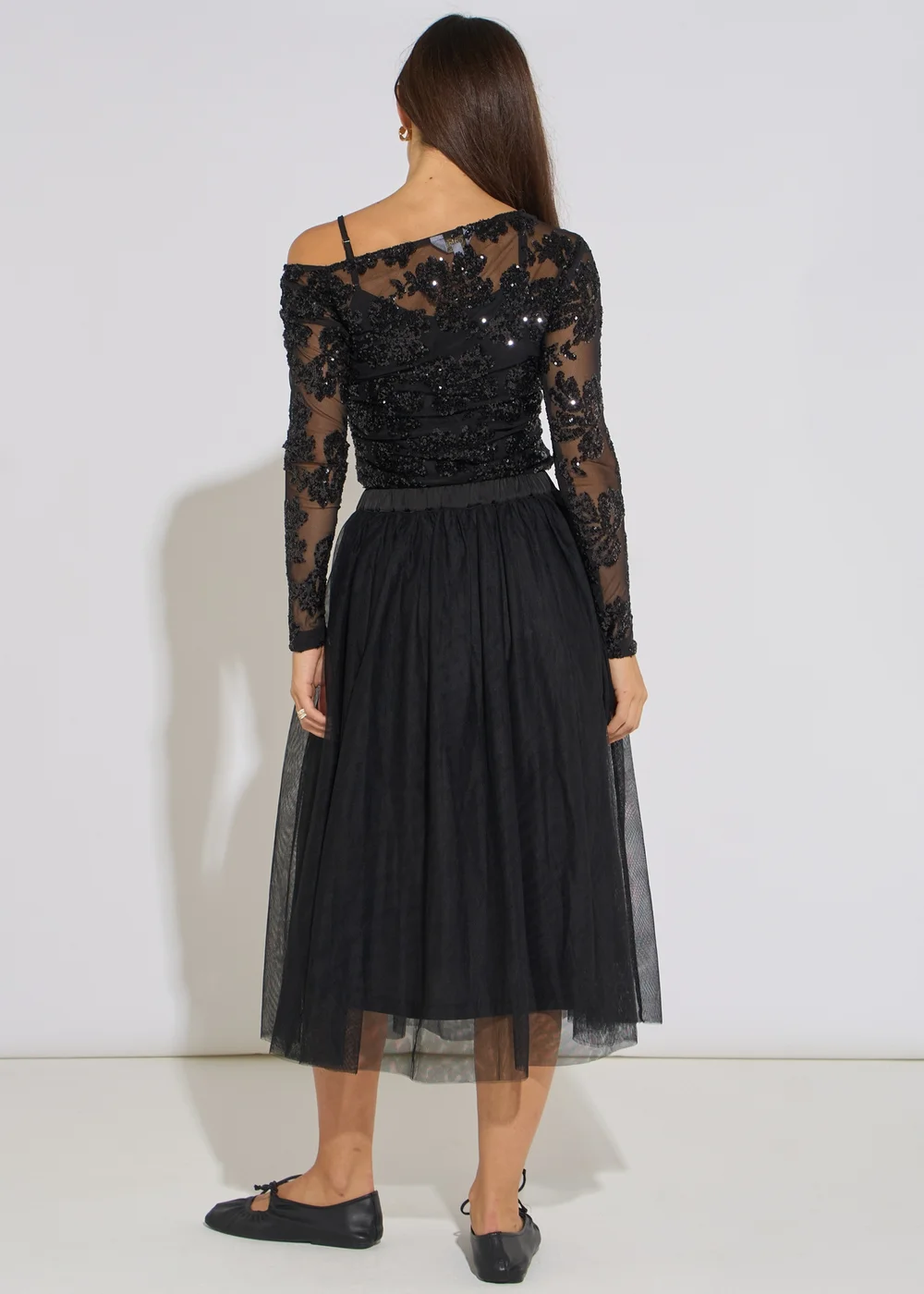 Gini London Black Tulle Skater Midi Skirt - 16 Image 2