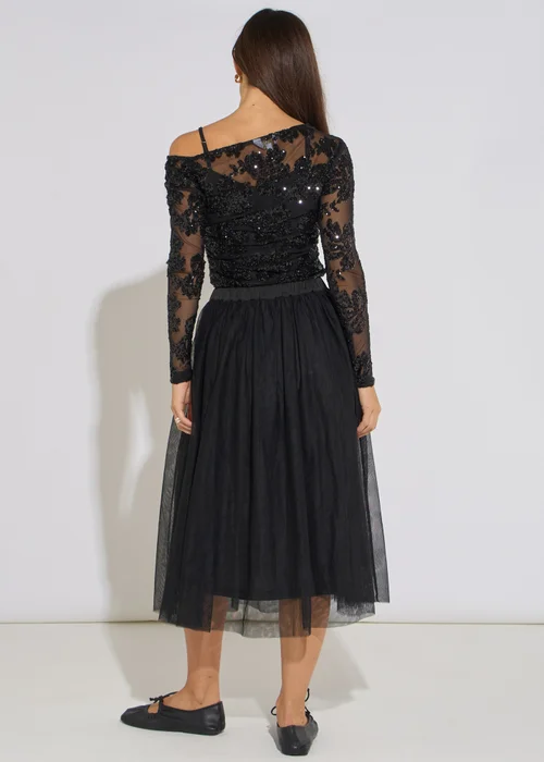 Gini London Black Tulle Skater Midi Skirt - 16 Image 2