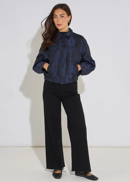 Gini London Navy Floral Jacquard Bomber Jacket - 12 Image 1