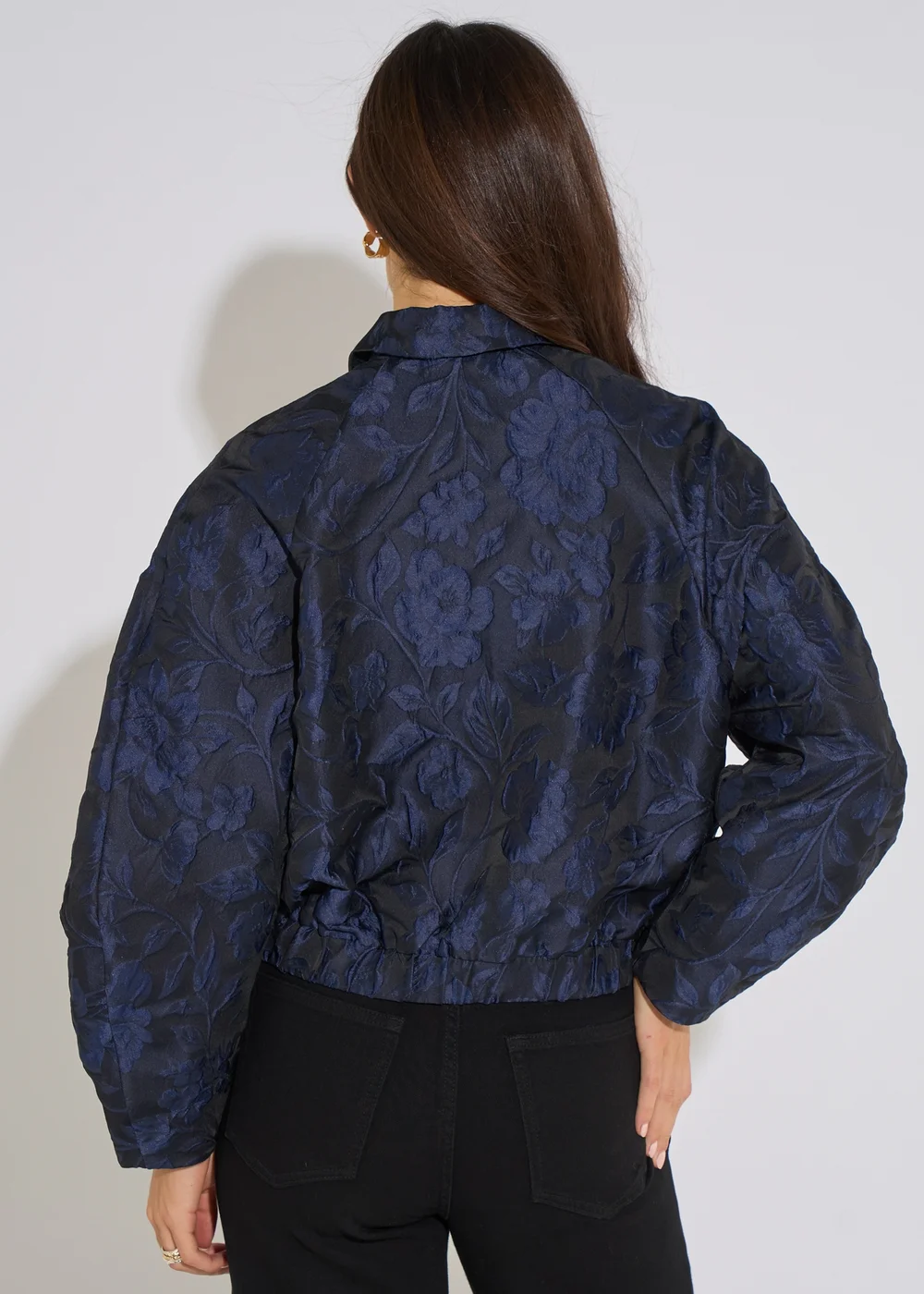 Gini London Navy Floral Jacquard Bomber Jacket - 12 Image 2