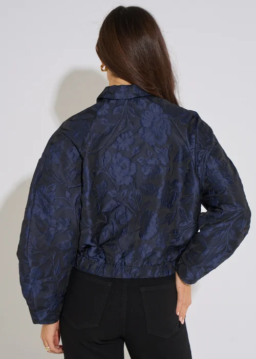 Gini London Navy Floral Jacquard Bomber Jacket - 12 Image 2