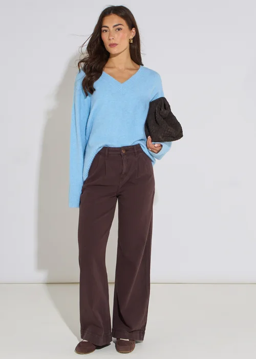 Gini London Brown Pleat Wide Leg Jean - 8 Image 1