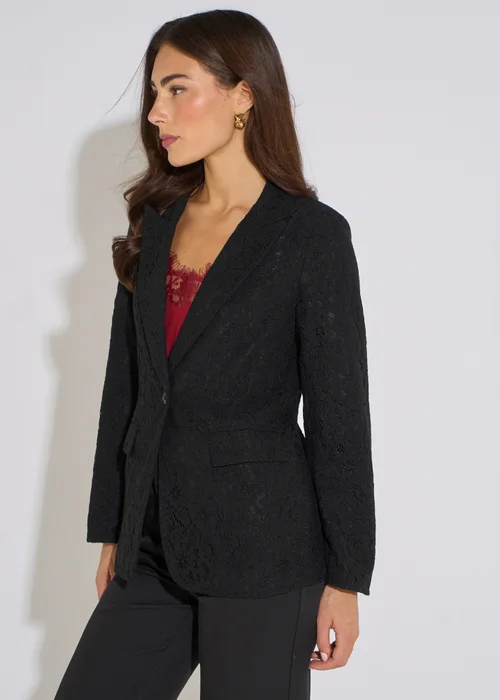 Gini London Black Lace Bonded Blazer - 10 Image 4