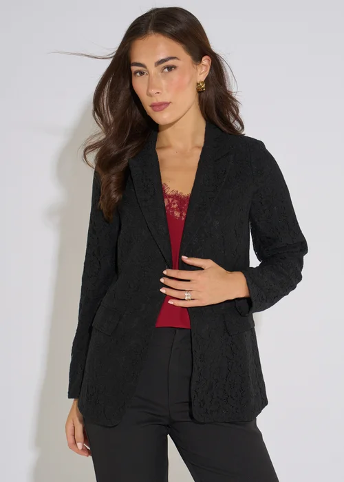 Gini London Black Lace Bonded Blazer - 10 Image 3