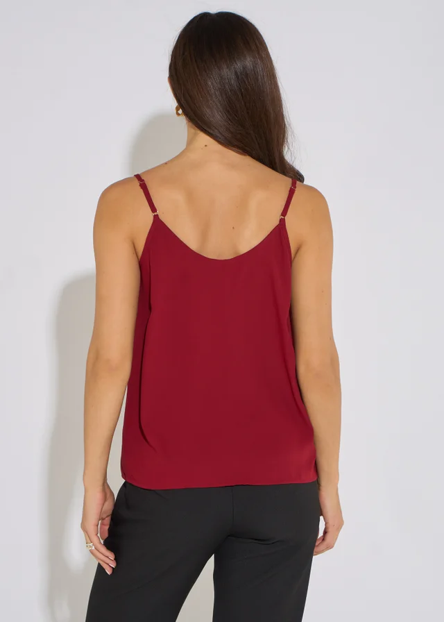 Gini London Mulberry Lace Trim Strappy Cami Top