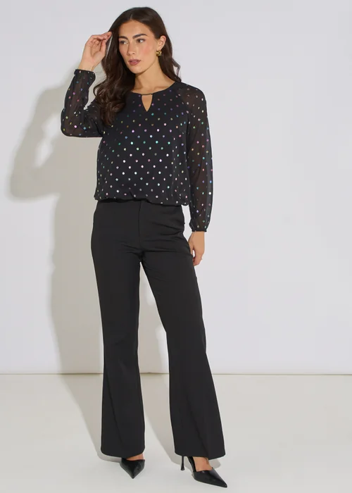 Gini London Black Multi Color Spot Foil Bubble Hem Top - 16 Image 1