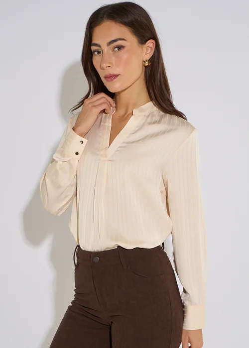 Gini London Champagne Burnout Stripe V Neck Blouse - 16 Image 3