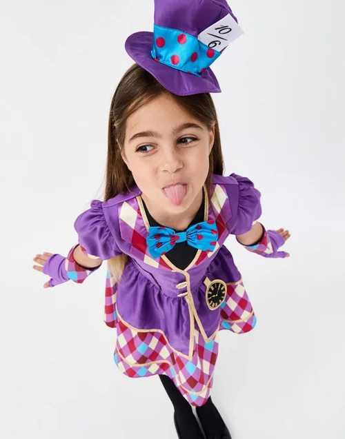 Vanilla Underground Girls Purple Miss Hatter 2 Piece Costume (4-8 Years) - 4-6 Yrs Image 2
