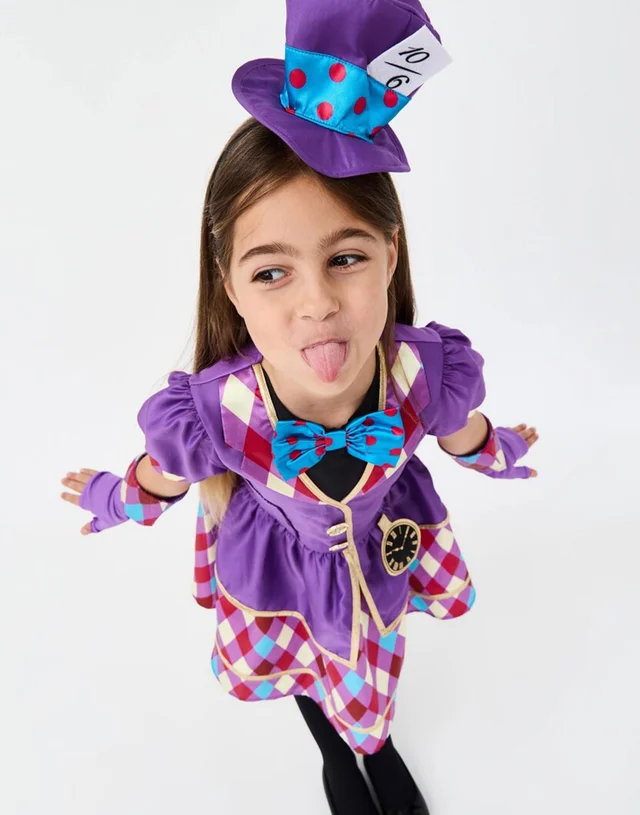 Vanilla Underground Girls Purple Miss Hatter 2 Piece Costume (4-8 Years)