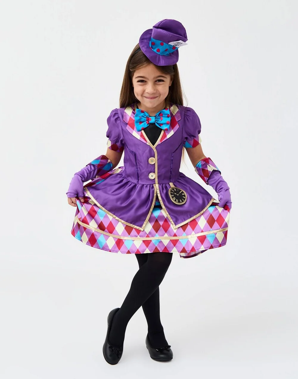 Vanilla Underground Girls Purple Miss Hatter 2 Piece Costume (4-8 Years) - 4-6 Yrs Image 1