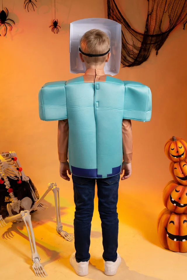 Vanilla Underground Minecraft Boys Turquoise Steve 2 Piece Costume (3-8 Years)