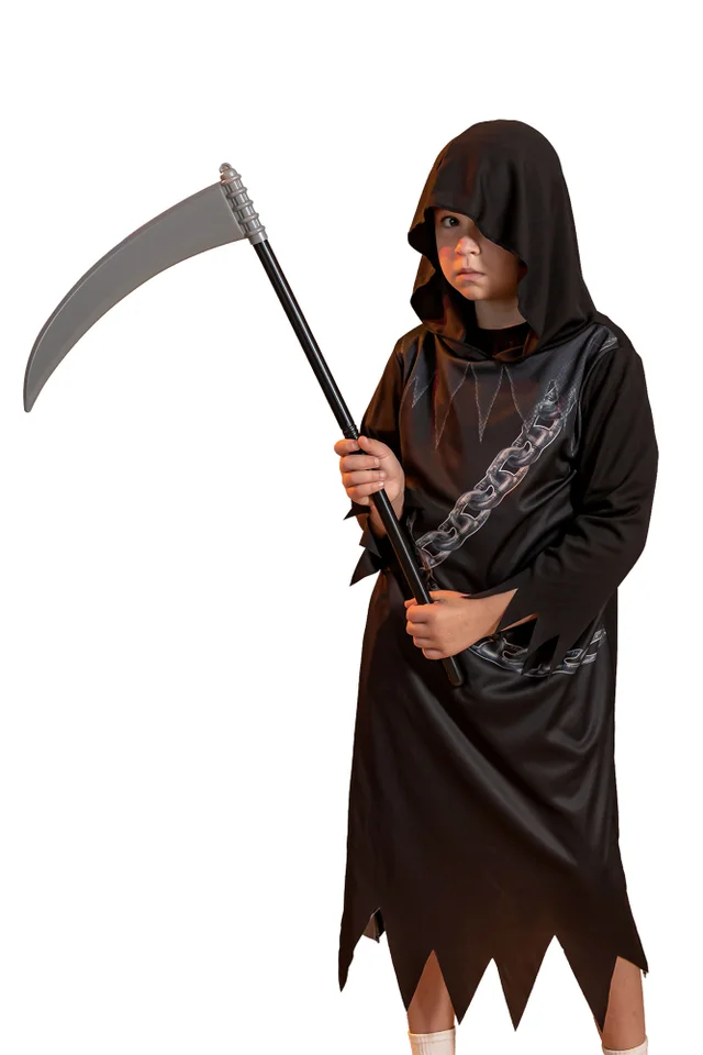 Vanilla Underground Unisex Kids Black Grim Reaper 3 Piece Costume (4-10 Years)