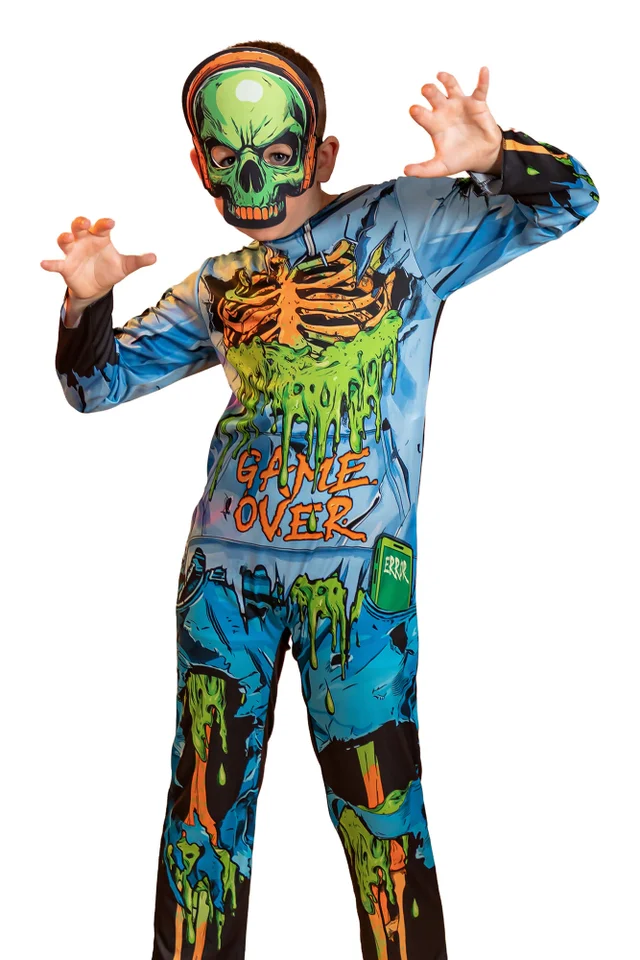 Vanilla Underground Unisex Kids Multicoloured Gaming Zombie 2 Piece Costume (4-10 Years)