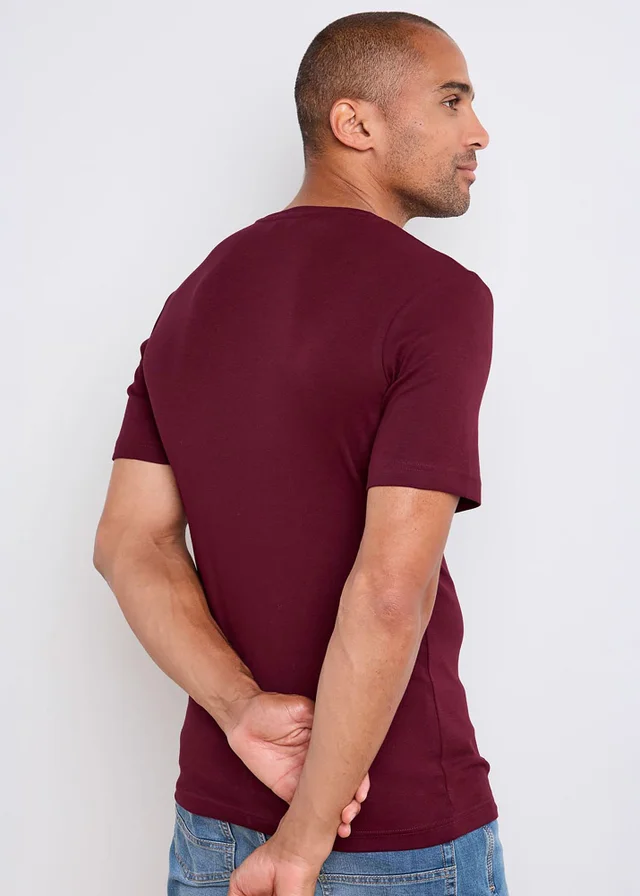 Cotton Traders Burgundy Short Sleeve Crew Neck Base Layer Top