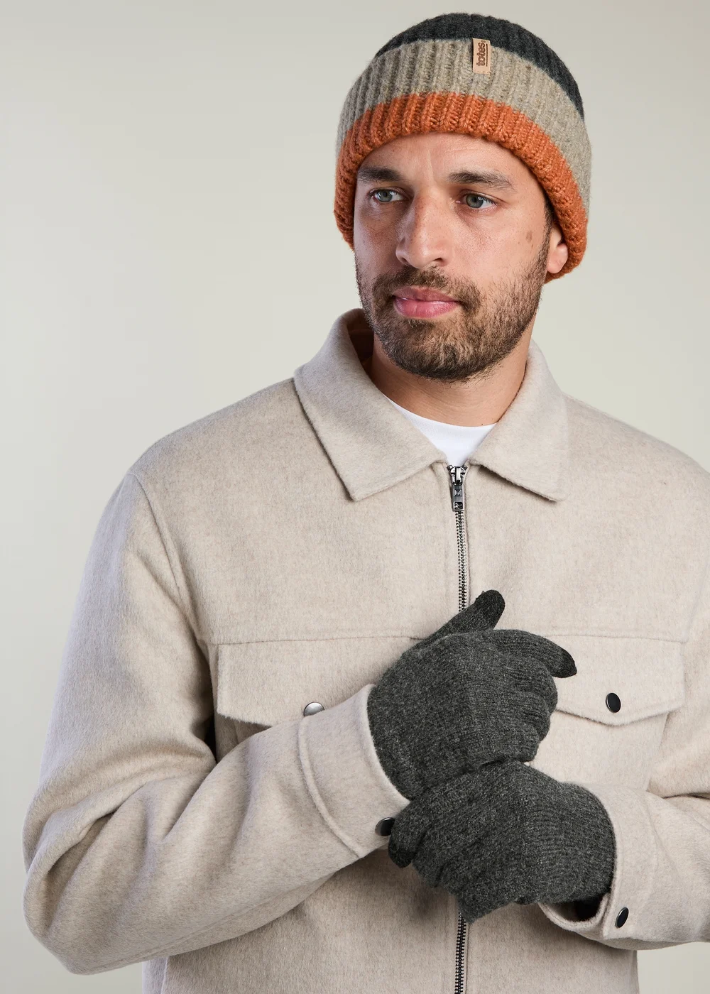 Totes Charcoal Mix Grey Knitted Hat & Gloves with Smartouch - One Size Image 3