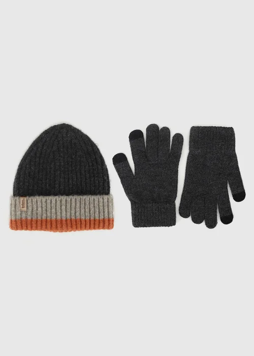 Totes Charcoal Mix Grey Knitted Hat & Gloves with Smartouch - One Size Image 1
