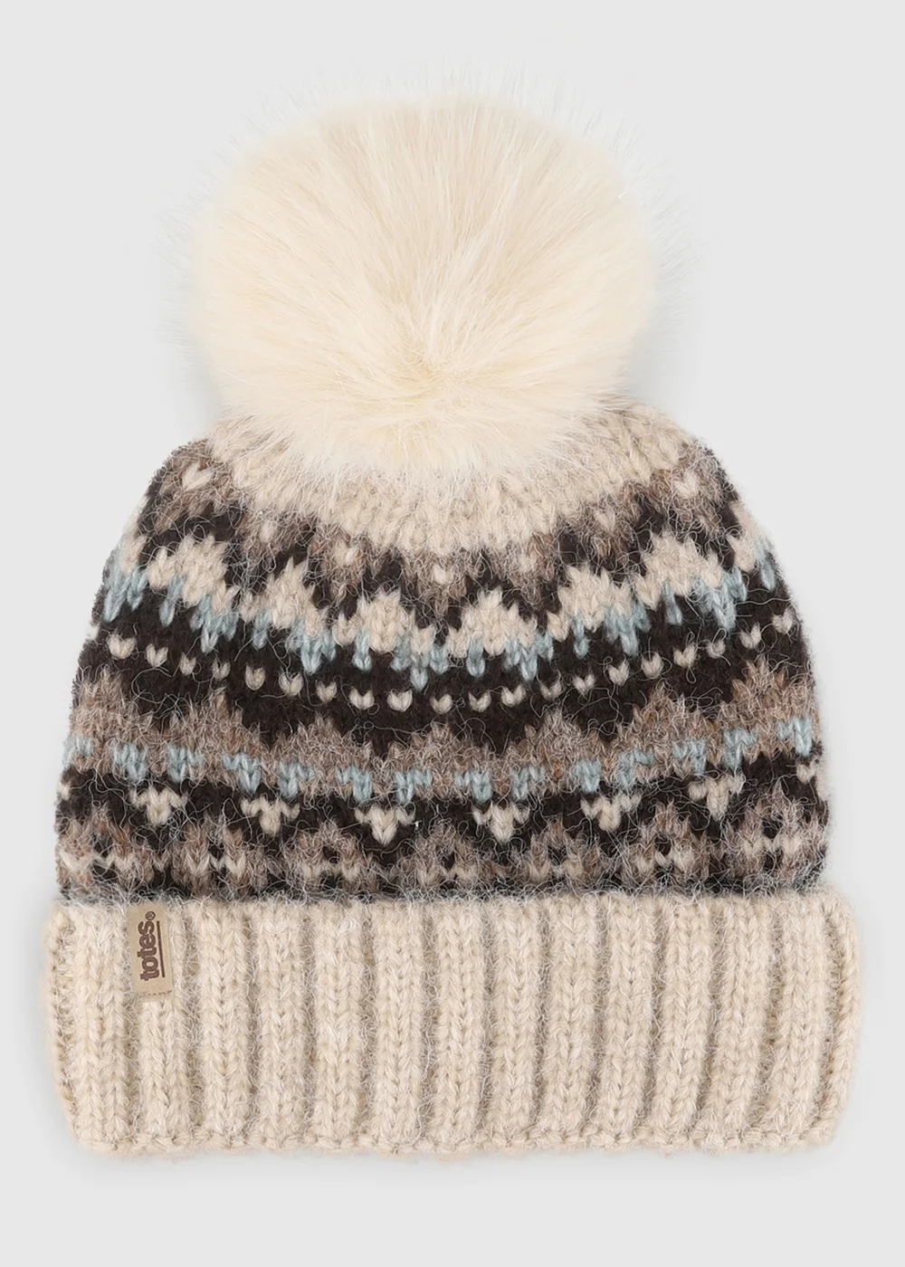Totes Oat Natural Fair Isle Scarf & Hat Set - One Size Image 4
