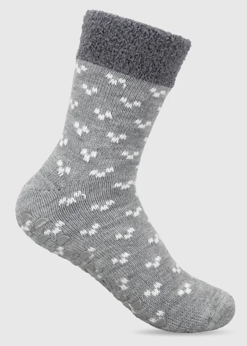 Totes 2 Pack Grey/Blue Grey Crop Slipper-Sox with Cosy Lining - One Size Image 5