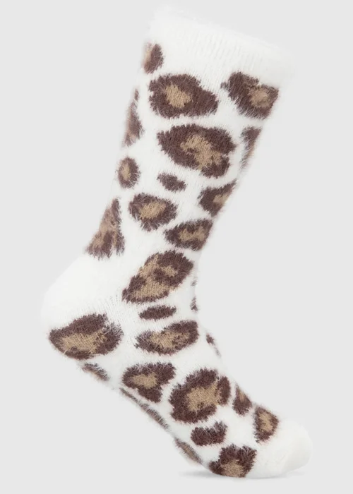Totes 2 pack Brown/Leopard Brown Super Soft Cosy Bed Socks - One Size Image 4