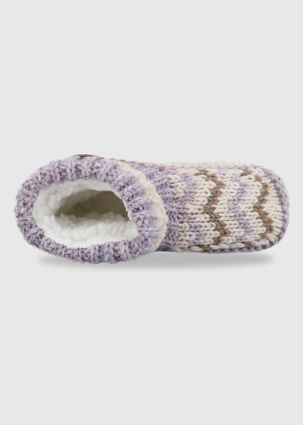 Totes Purple/Oat Mix Purple Chunky Knit Booties with Sherpa Lining - One Size Image 6