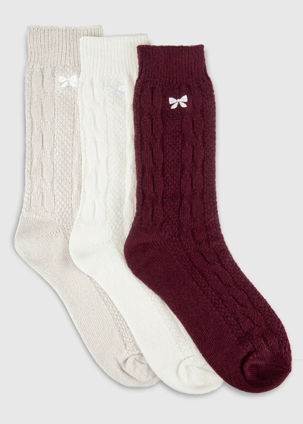 Totes 3 pack Burgundy/Cream/Grey Red Super Soft Ankle Socks - One Size Image 1