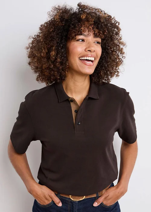 Cotton Traders Dark Chocolate Short Sleeve Polo Shirt - 3XL Image 1