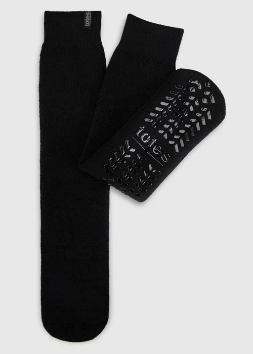 Totes Black Brushed Thermal Original Slipper-Sox - One Size Image 1