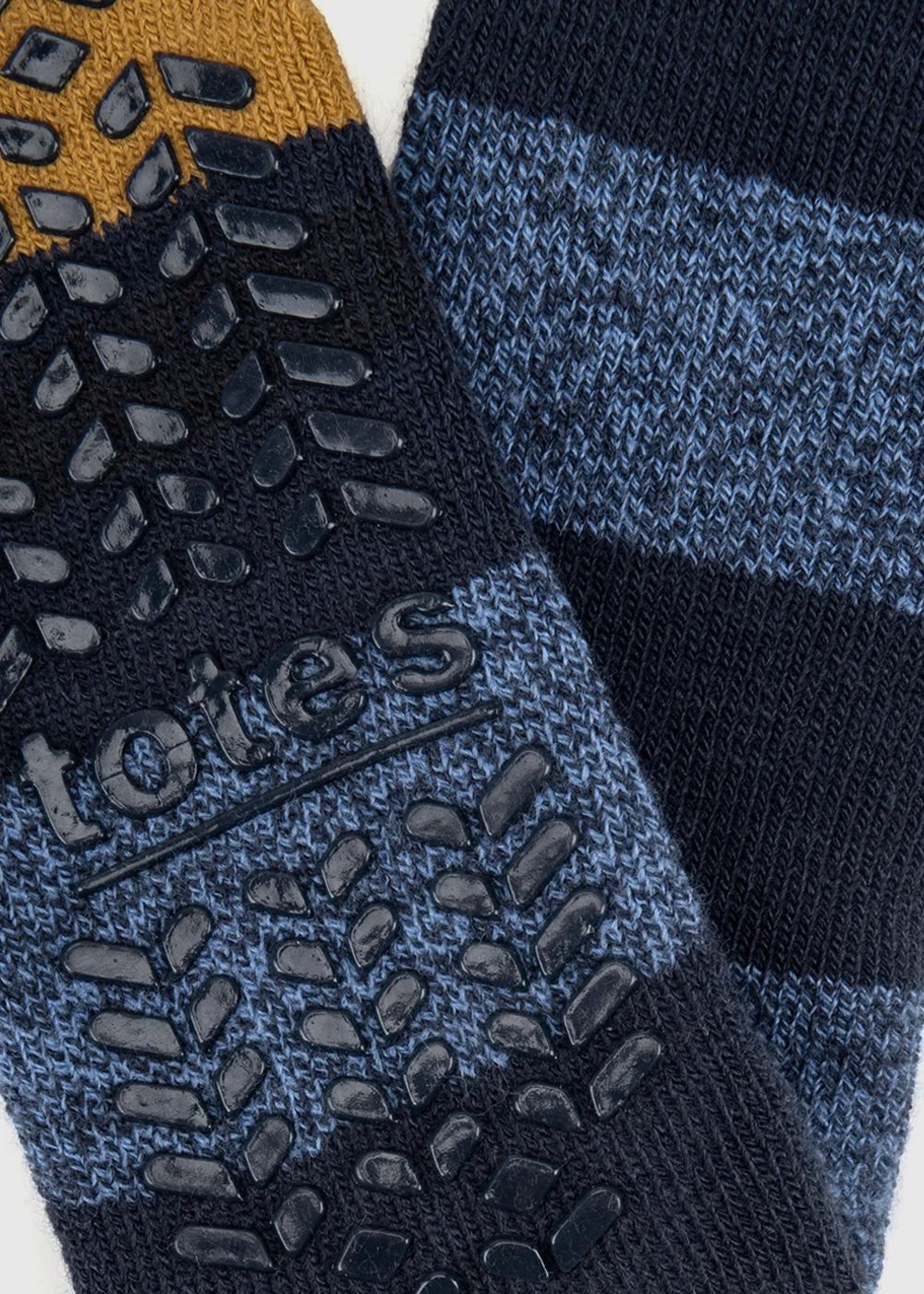 Totes Blue/Mustard Stripe Blue Brushed Thermal Original Slipper-Sox - One Size Image 5