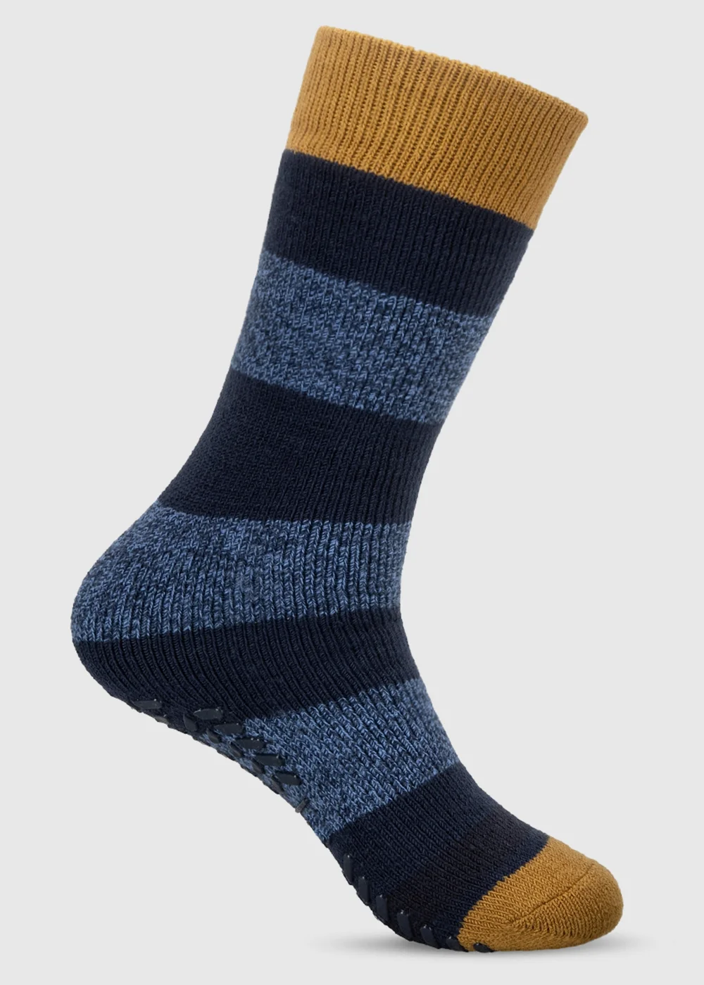 Totes Blue/Mustard Stripe Blue Brushed Thermal Original Slipper-Sox - One Size Image 4