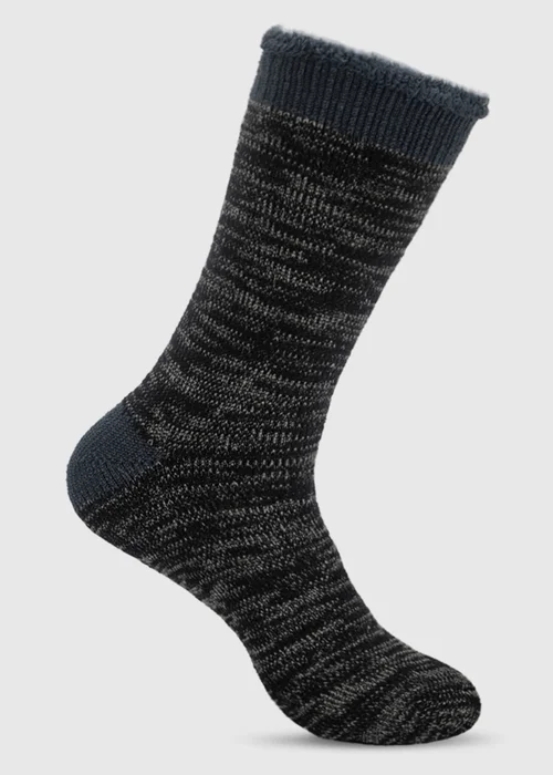 Totes 2 pack Black Twist Black Brushed Thermal Slipper-Sox - One Size Image 4
