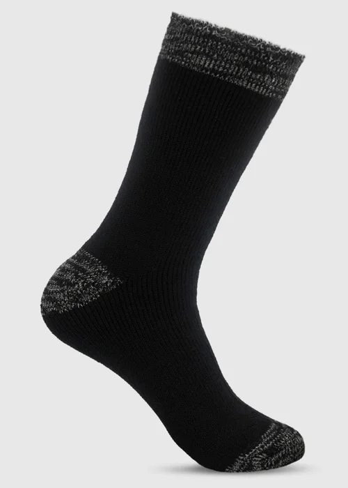 Totes 2 pack Black Twist Black Brushed Thermal Slipper-Sox - One Size Image 5