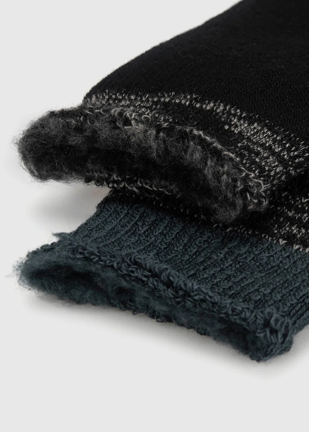 Totes 2 pack Black Twist Black Brushed Thermal Slipper-Sox - One Size Image 6