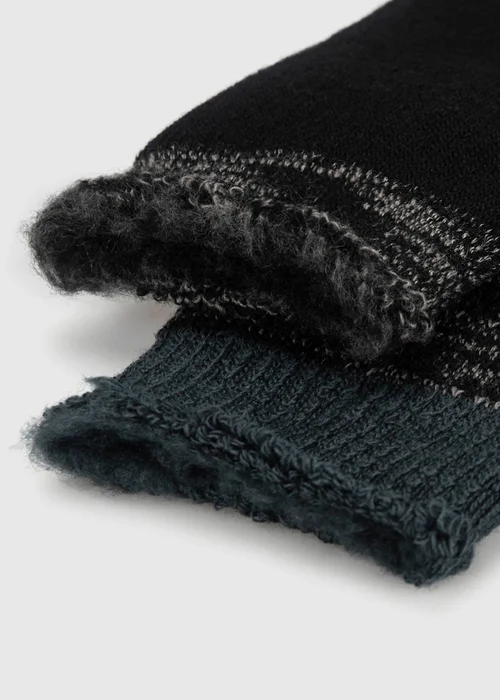 Totes 2 pack Black Twist Black Brushed Thermal Slipper-Sox - One Size Image 6