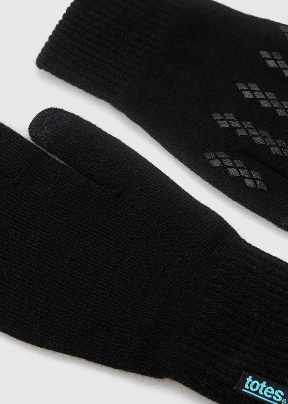 Totes Black Thermal Knitted Gloves With Palm Grippers & Smartouch - One Size Image 5
