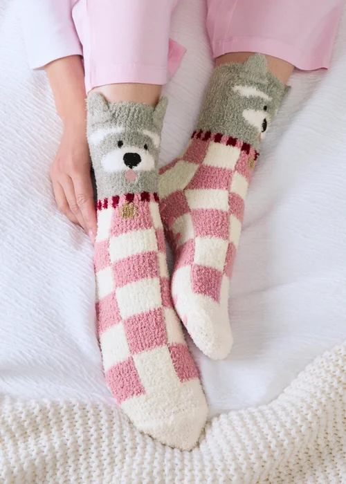 Totes Dog Pink Novelty Super Soft Slipper-Sox - One Size Image 3
