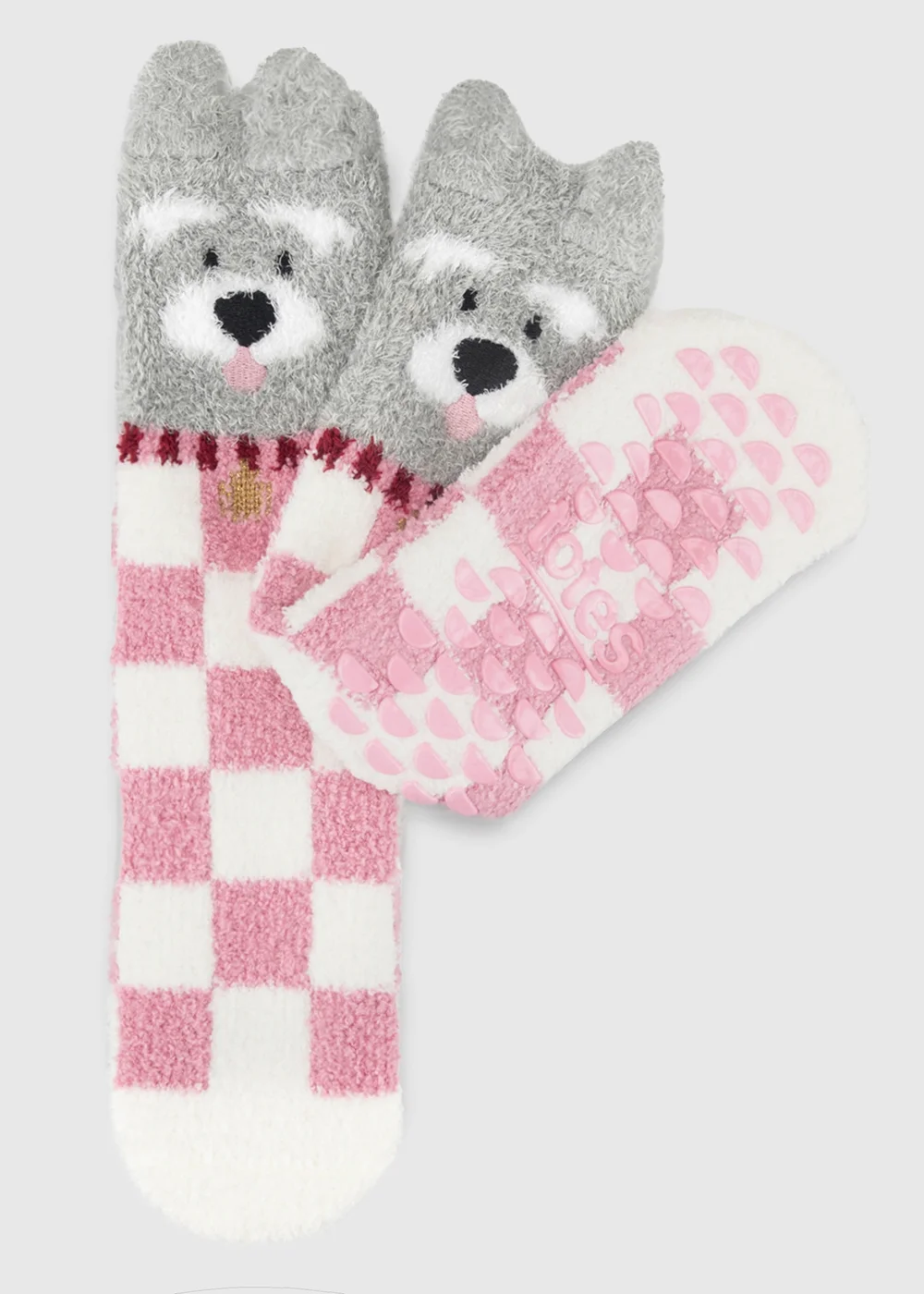 Totes Dog Pink Novelty Super Soft Slipper-Sox - One Size Image 1